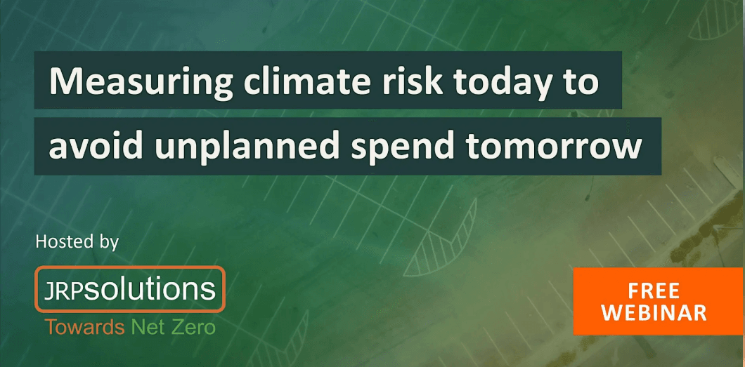 Webinar presentation on climate risk and operational resilience, covering climate impacts, risk assessment, supply chain challenges, and sustainability planning.