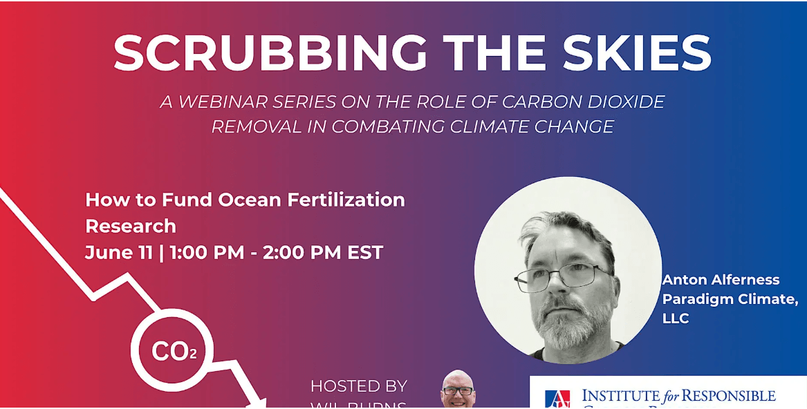 Certificate of attendance for carbon removal webinar on ocean-based CDR governance, scientific challenges, and climate solutions.