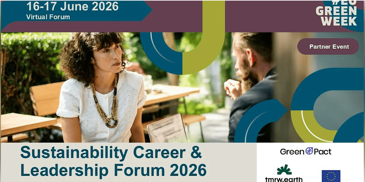 Certificate for the Sustainability Career and Leadership Forum 2026, focusing on green skills and Europe's sustainable transition.